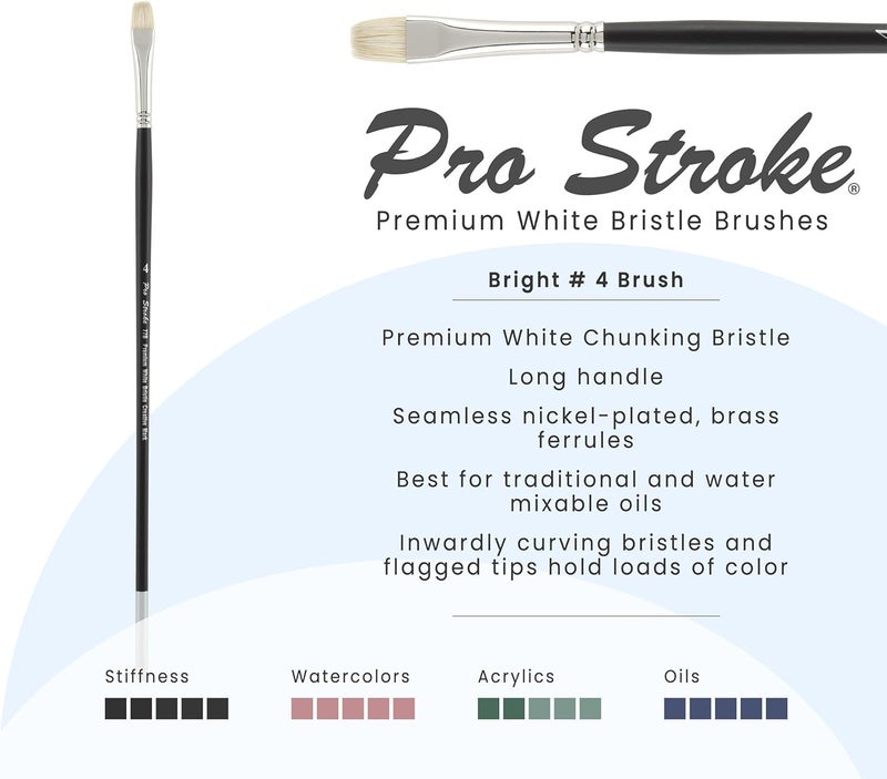 Creative Mark Pro Stroke Premium White Chungking Hog Bristle Artist Paint Brush - Bright # 4 - Natural Bristle Brush w/Great Control Suitable for Oils, Watercolors, Acrylics, Alkyds, Caseins - Image 2